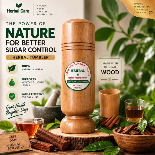 Diabetes Control Herbal Glass - Natural Support for Sugar Patients - Made with Original Wood