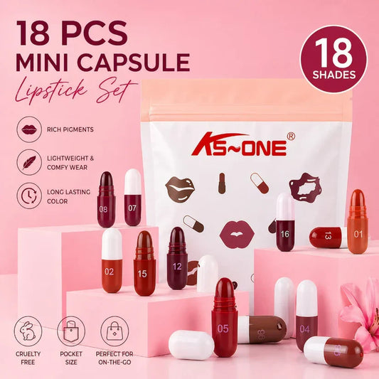 Mini Capsule Lipstick Pack 18pcs - Long Lasting, Moisturizing & Premium Quality