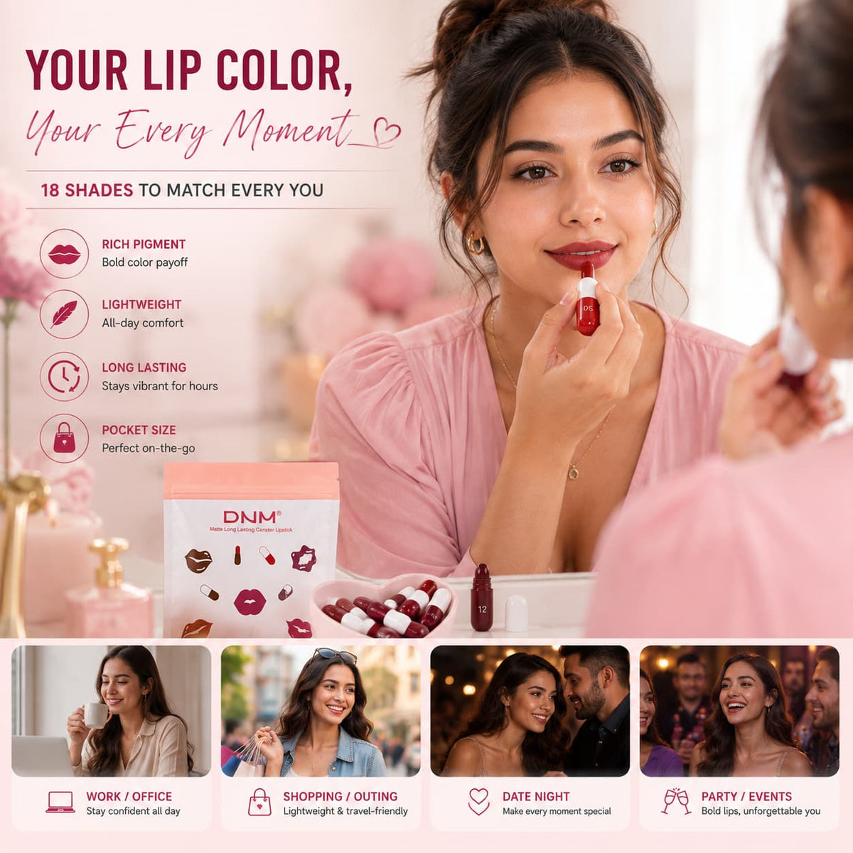 Mini Capsule Lipstick Pack 18pcs - Long Lasting, Moisturizing & Premium Quality